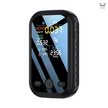 空氣質量檢測儀 手持便攜式迷你紅外空氣質量檢測儀 5合1室內TVOC甲醛二氧化碳溫溼度測試儀 半導體傳感器 1.9英寸高