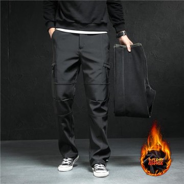 秋冬季工裝褲男款加絨沖鋒褲子男士直筒寬松工作休閑長褲防風防水