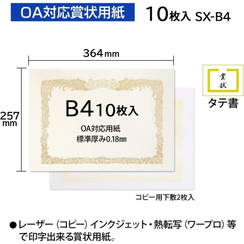 オキナ OA対応辞令・賞状用紙 B5 10枚 SZB5 - 手帳・ノート・紙製品