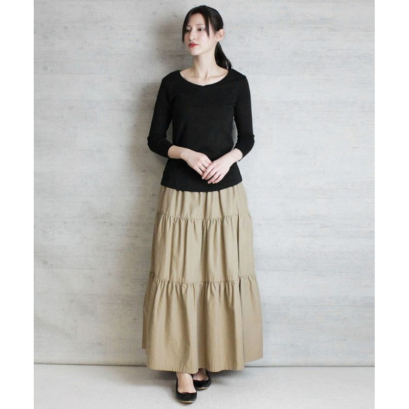 Atone アットワン Vネック8分袖コットンフライスtシャツ 半端袖 カットソー ロンt ブイネック Vネック Tシャツ 春コーデ レディース カジュアル 綿 ビッグサイズ 体型カバ レディース ブラック 通販 Lineポイント最大get Lineショッピング