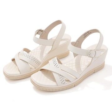 DIANA 5.5cm交織線條厚底楔型涼鞋 牛奶 #54003