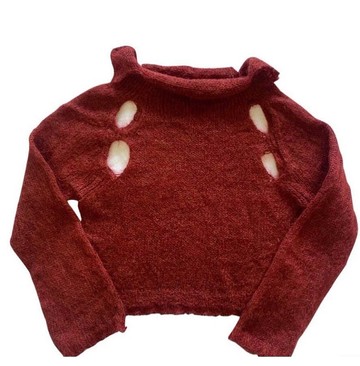 Vintage 紅色鏤空毛衣