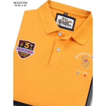 清倉特價男裝黃色長袖T恤男士翻領純棉體恤休閑上衣POLO衫男秋季