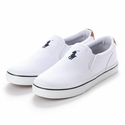 ポロラルフローレン Polo Ralph Lauren Thompson スリッポン ホワイト ネイビー 通販 Lineポイント最大1 0 Get Lineショッピング