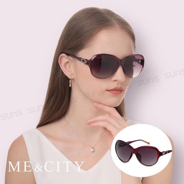 ME&CITY 時尚祕戀水滴鑲鑽太陽眼鏡 義大利設計款 抗UV400 (ME 120011 E144)
