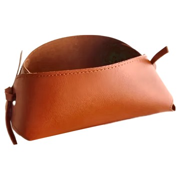 綁帶皮革收納盒 (栗子棕) 17x12x7cm 人造皮革  1個