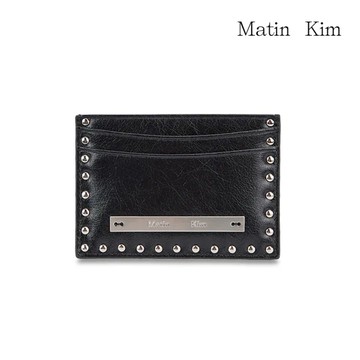 【MATIN KIM】官方直營 鉚釘飾邊細標卡夾 兩色