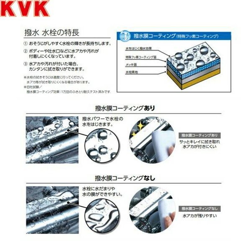 シャワーヘッド KVK シングルシャワー付混合栓(センサー付) 撥水 電池 KM6071DECHS - 4