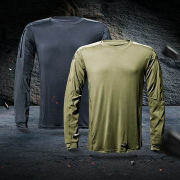 cqb圓領速干彈力清爽上衣男戰術服長袖作戰蛙服T恤夏季特種兵作訓