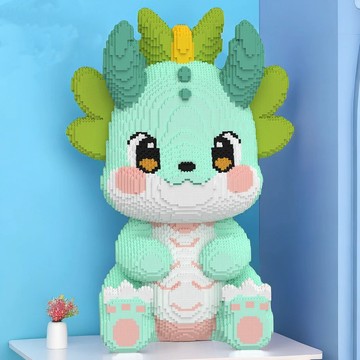 臺灣現/🎀積木 樂高 拼裝玩具2024龍年積木小顆粒高難度拼搭福龍寶寶玩具拼圖擺件女孩節日禮物