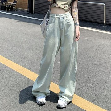 High waisted casual solid color wide leg pants高腰休閑闊腿褲