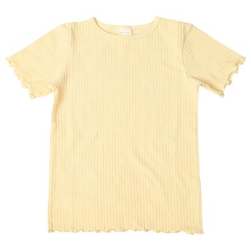 akachan honpo - 短袖經典T恤-羅紋抽針針織布-黃色