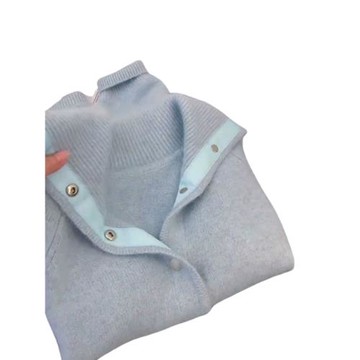 專柜撤柜2024秋冬新款奶呼呼溫柔軟糯藍色馬海毛毛衣針織開衫外套