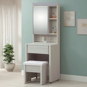 文創集 瑞瑟雙色2尺開合式鏡面組合(含化妝椅)-61x46x170cm免組