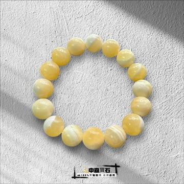 中森寶石🔮天然 方解石 手珠 手鍊 黃方解石 雪白與黃紋路變化 天然水晶手鍊