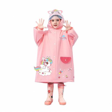 立體卡通造型兒童雨衣（粉色獨角獸L）_廠商直送