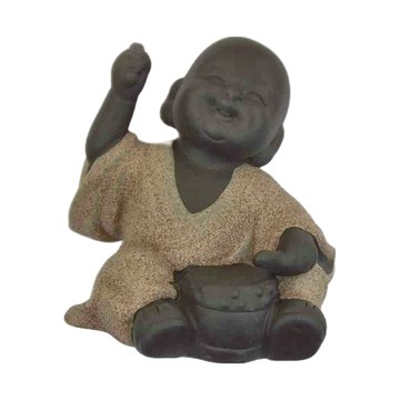 歡欣鼓舞 茶寵擺飾 鼓 小和尚  棕色