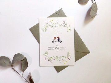 我想和你一起生活狗狗水彩插畫喜帖/邀請卡 公版/客製