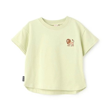 日本 petit main - [低價]接觸冷感 刺繡短袖上衣-獅子-淺綠