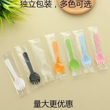 🔥臺灣出🔥蛋糕加厚一次性勺子磨砂水果勺叉甜品冰淇淋塑料叉子獨立包裝批發