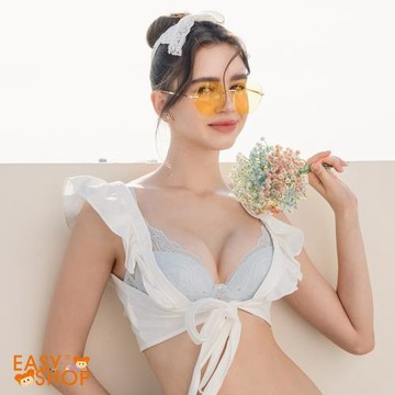 【EASY SHOP】Miss Audrey-呼吸洞洞-輕透花束蕾絲軟鋼圈內衣-灰色