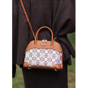 handmade全手縫真皮斜挎包手提包手作貝殼包中式真絲宋錦黑金定勝