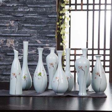 景德鎮影青陶瓷小花瓶茶道擺件手繪復古花器水培小花插家居裝飾品