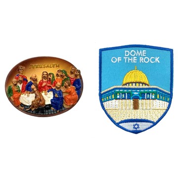 A-ONE 匯旺 達文西耶路撒冷最后晚餐大門磁鐵 + 以色列 圓頂清真補丁 2件組  達文西耶路撒冷最后晚餐大門 + 以色列圓頂清真  2.72 x 2.17吋 + 2.5 x 3.1吋