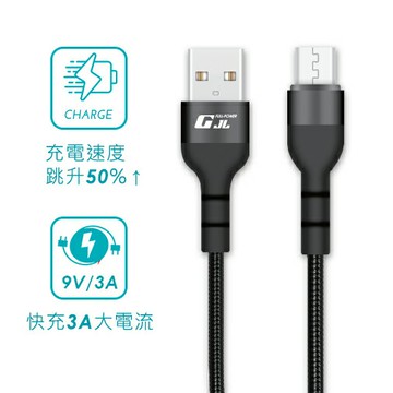 【GJL】MICRO USB 充電線 黑色 / 1M【三井3C】
