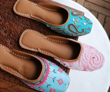 【廋版涼拖】印度風情/手工釘珠皮底拖鞋