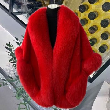 婚紗披肩女秋冬狐貍毛皮草斗篷外套加厚結婚禮服旗袍外搭宴會保暖