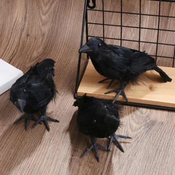 仿真烏鴉圣誕擺件萬圣節道具派對用品家居裝飾道具羽毛鳥卡通動物