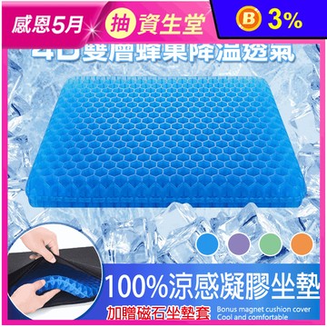新涼爽透氣雙層蜂巢坐墊 長42cmx寬36cmx高3.5cm 贈磁石坐墊套