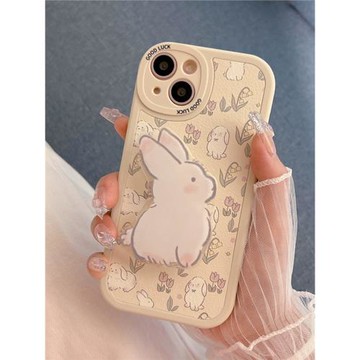 可愛兔子帶支架適用opporealme10pro+手機殼真我GT2大師探索版卡通REALME X新款Q5i全包防摔k9/k7x/k10保護套