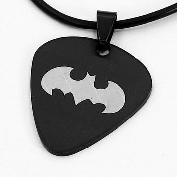 鈦鋼金屬吉他撥片項鏈 蝙蝠俠 漫威 生日禮物 飾品 吊墜刻字 定制