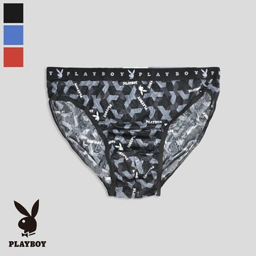 【PLAYBOY】親膚個性印花三角褲(顏色隨機出貨)-SPB099B