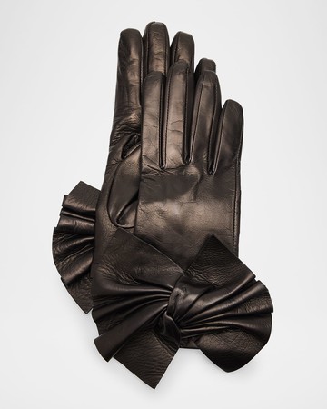 Minnie Twisted Bow Leather Gloves