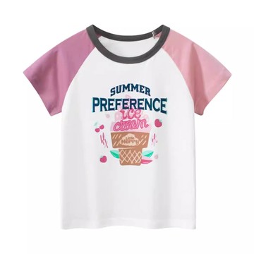 27home - 純棉短袖上衣-莓果冰淇淋-米白