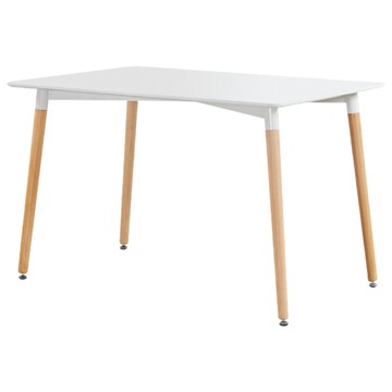 E-home EMST 北歐簡約實木腳長方桌  120cm  白色  4人