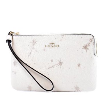 COACH 流星印花防刮皮革手拿包-白色