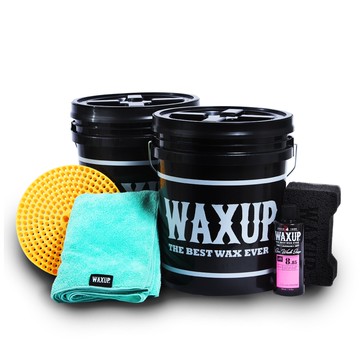 【WAXUP兩桶水洗車組】含水桶X2 砂石過濾網 吸水布 洗車海綿 洗車精 洗車必備組合 有效減少砂石殘留減少太陽紋