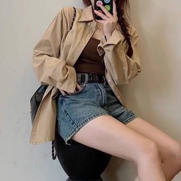 妞妞家春夏夏新品老錢風經典純棉男女同款休閑襯衫2212