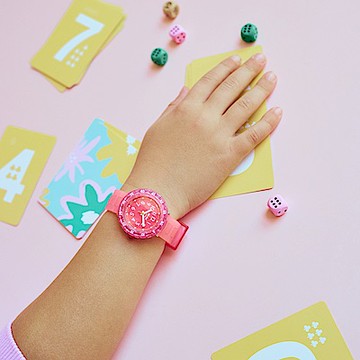 FlikFlak 兒童手錶 LEVEL PINK 糖果粉 兒童禮物/安全防水/瑞士製造 FCSP121 (36.7mm)