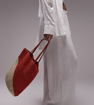 Topshop Curve co-ord casual textured beach trouser in white