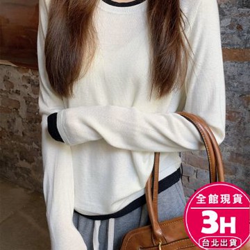 【梨卡】隔日到貨 女裝 上衣 針織 修身長袖 假兩件上衣 圓領長袖 韓版針織 百搭上衣 舒適上衣XF068【現貨24H】
