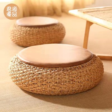 坐墊 蒲草坐墊 蒲團 懶人坐墊 日式加厚藤編蒲團坐墊子圓形地上手工草編陽臺地板家用榻榻米坐墩