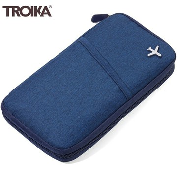 耀您館★德國TROIKA防盜錄護照包防RFID錢包防NFC防側錄手拿包TRV20/DB(12隔層,可放信用卡片名信片)【APP下單點數4倍送】