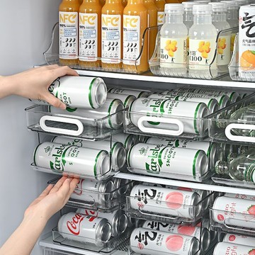 新升級🏆冰箱饮料架 冰箱收納盒 冰箱隔層架 冰箱飲料啤酒收納盒雙層滾動設計易拉罐儲物架冷藏可樂雪碧整理盒
