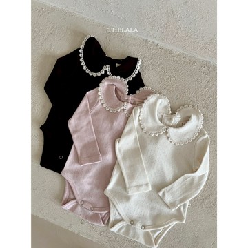 thelala 小圓領滾蕾絲織紋包屁衣【現貨】寶寶包屁衣 韓國童裝 嬰兒連身衣 嬰兒衣服 寶寶衣服 兒童衣服