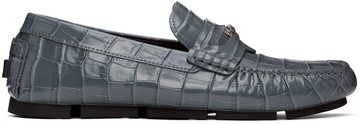 Versace 灰色 Medusa Croc-Effect Driver 乐福鞋